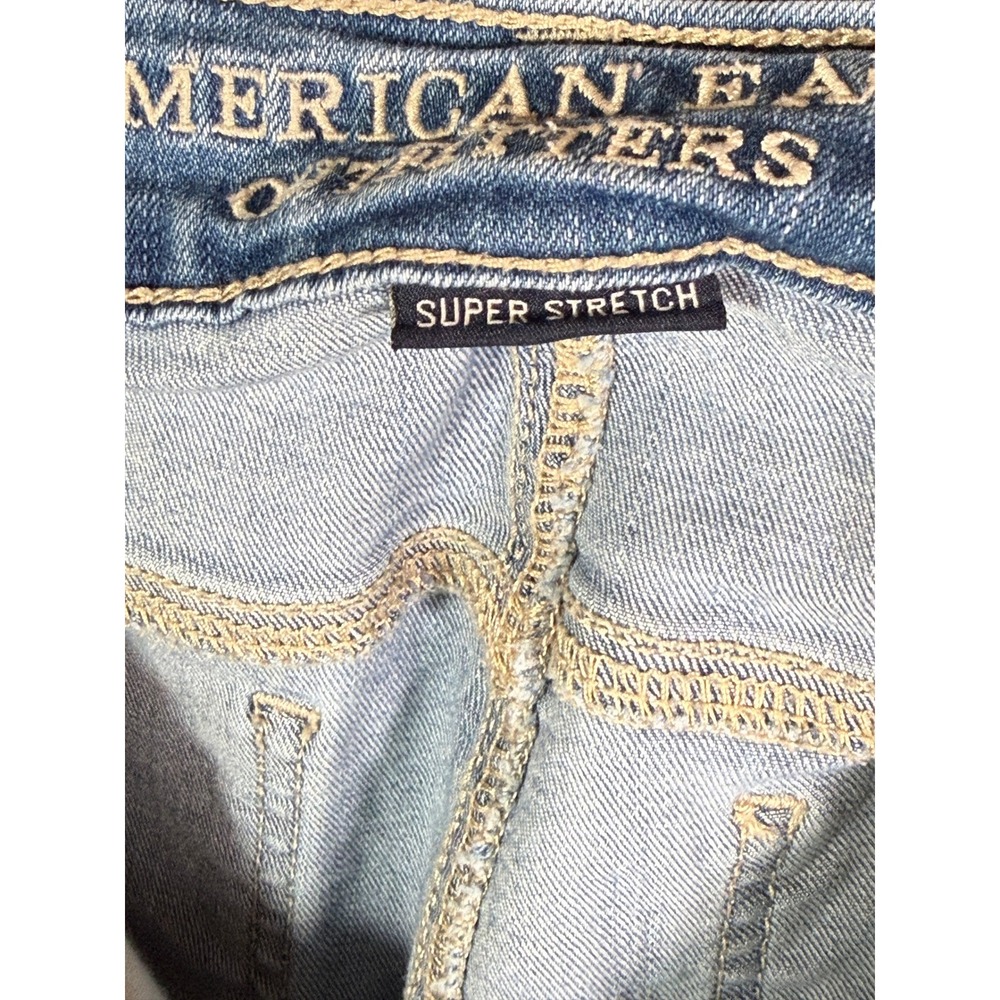 American Eagle Super Low Rise Jegging Light Wash Blue Denim Jeans Size 4 Short - Picture 9 of 16
